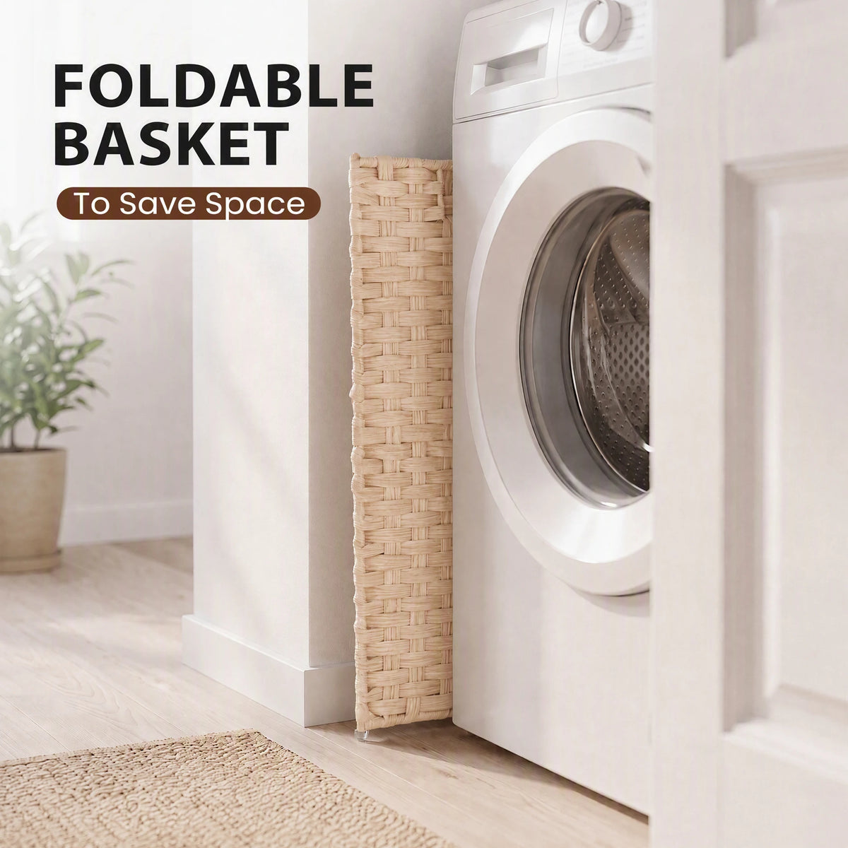 Woven Laundry Hamper with Lid and Removable Liner Handles
