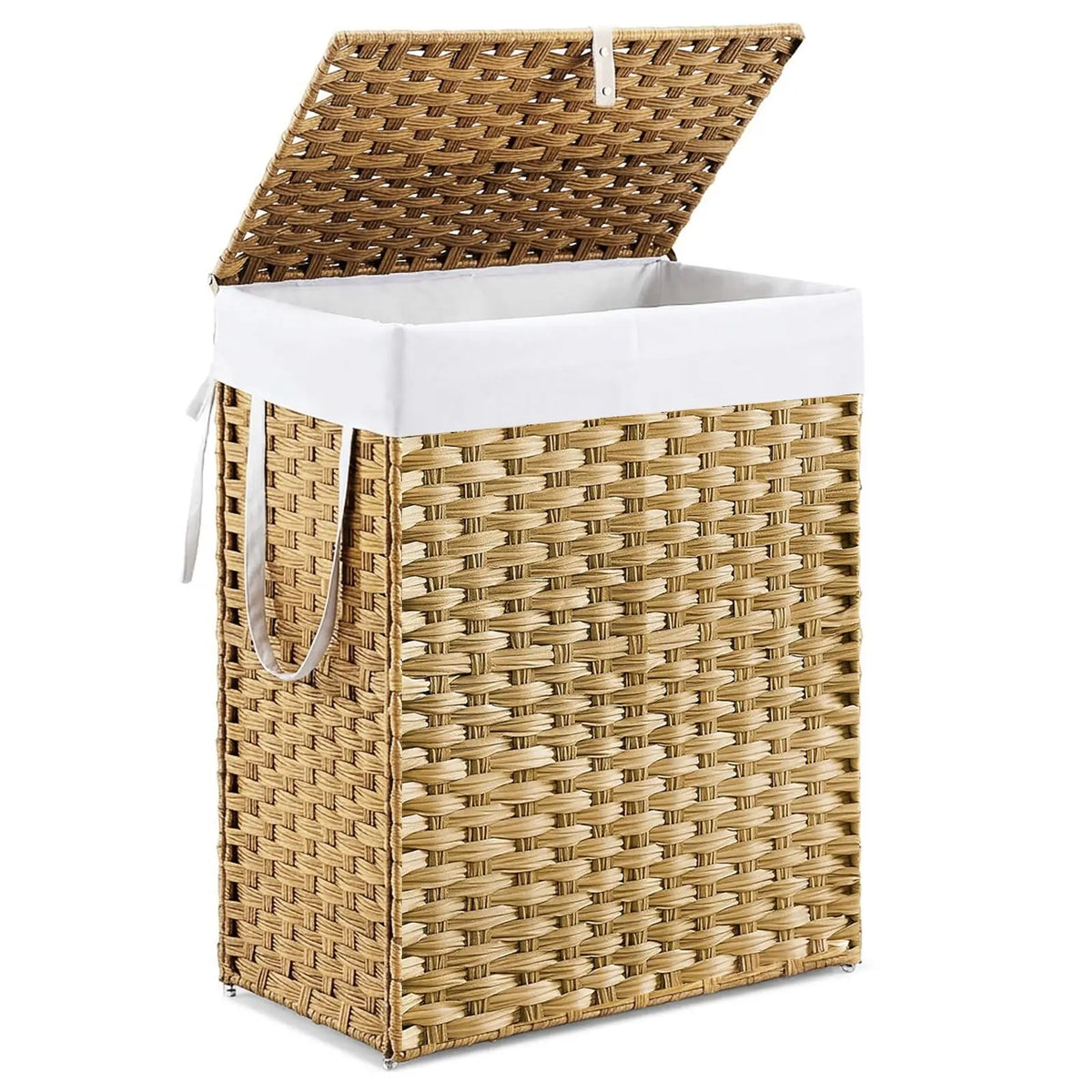 Woven Laundry Hamper with Lid and Removable Liner Handles