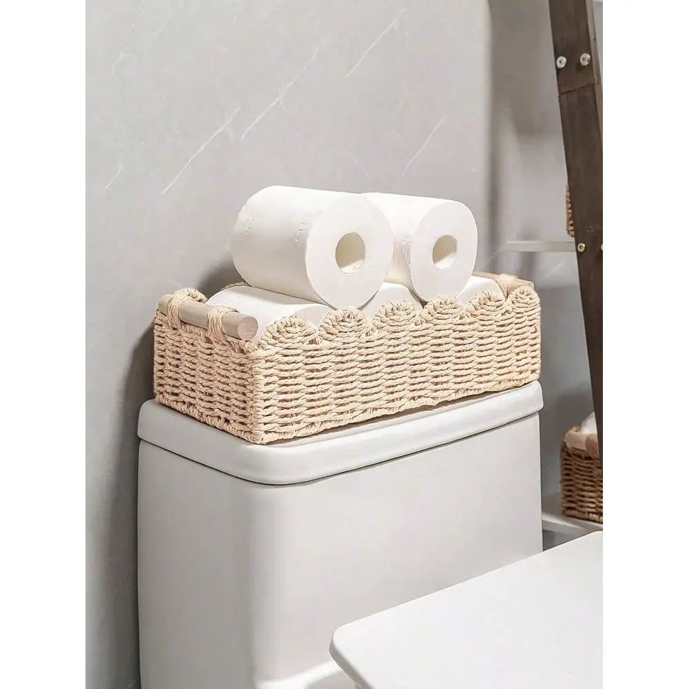 Farmhouse Style Fan Shaped Storage Basket With Handle