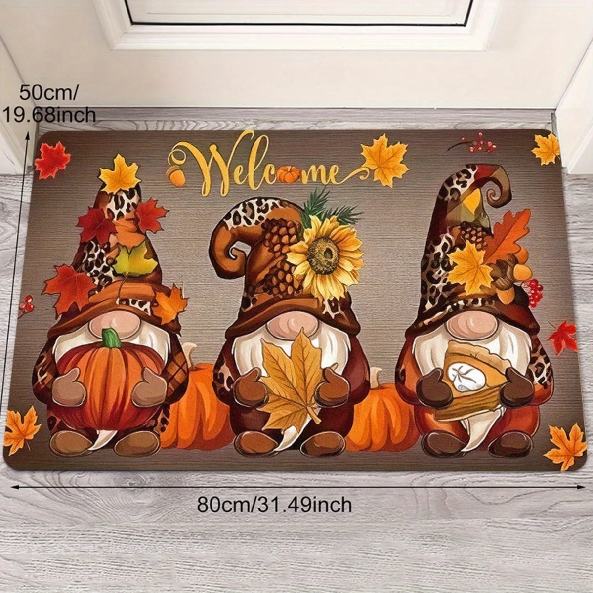 Autumn Gnome Non Slip Waterproof Indoor Outdoor Doorway Mat