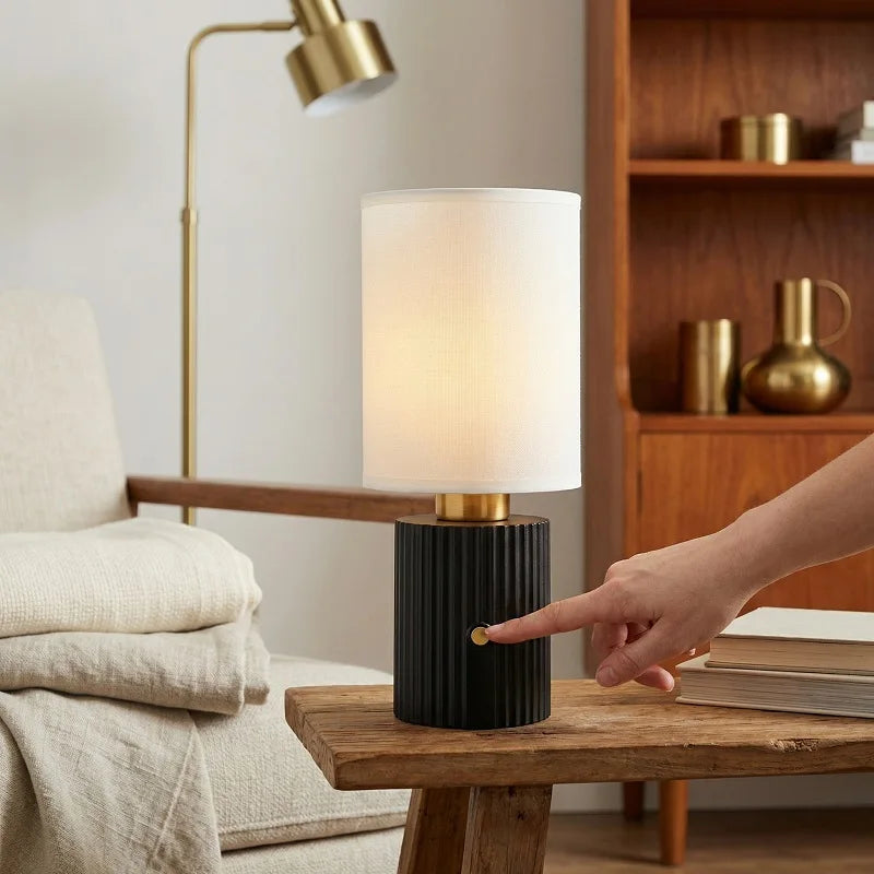Jian Bian Rechargeable Touch Dimmable Fabric Shade Table Lamp