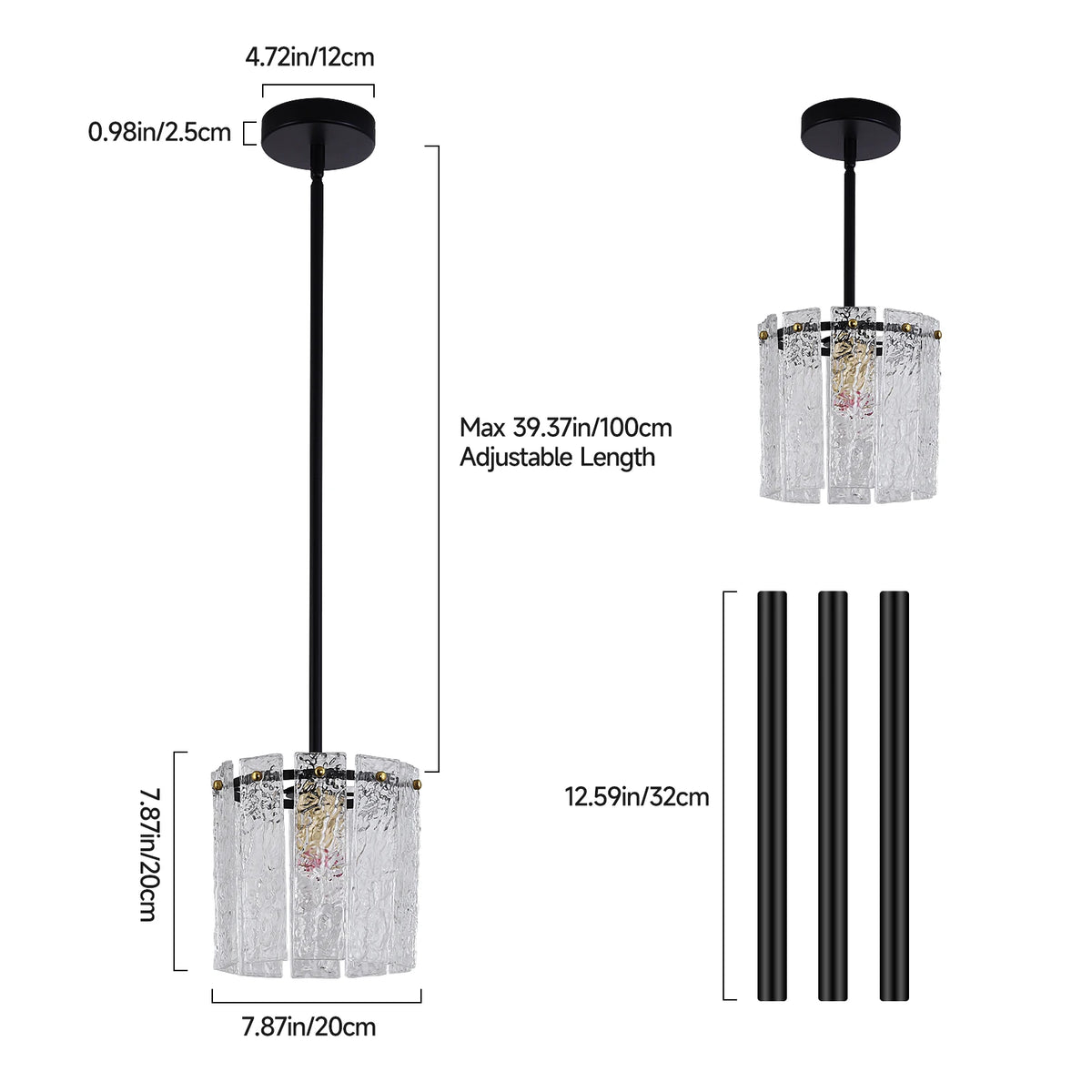 GreeLustr Crystal Glass Pendant Light Modern Luxury Ceiling Fixture