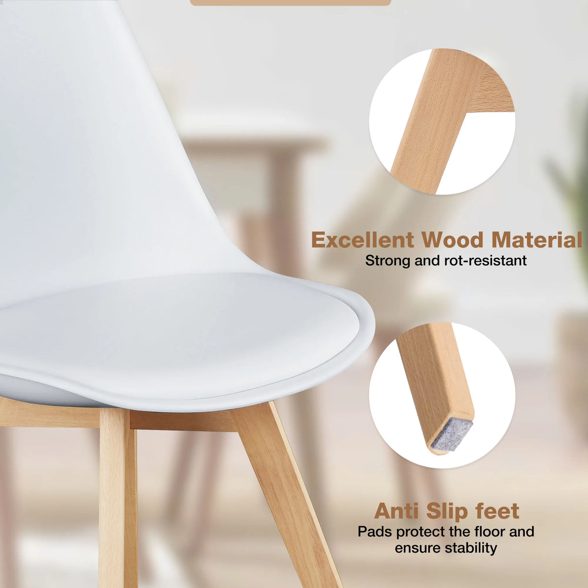 JHK PU Leather Dining Chairs With Wooden Legs