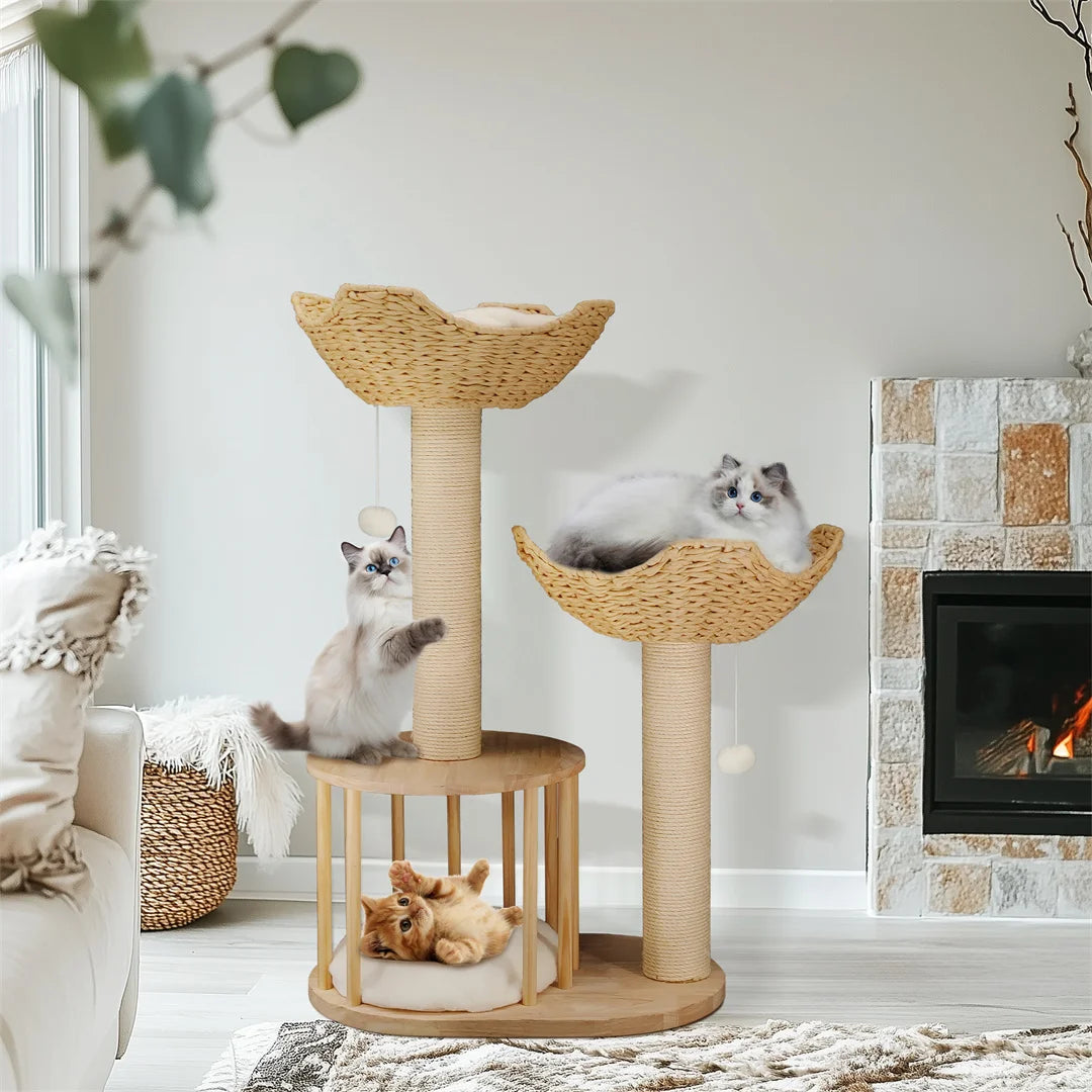 BINGOPAW Cat Climbing Tree With Scratching Post And Activity Center