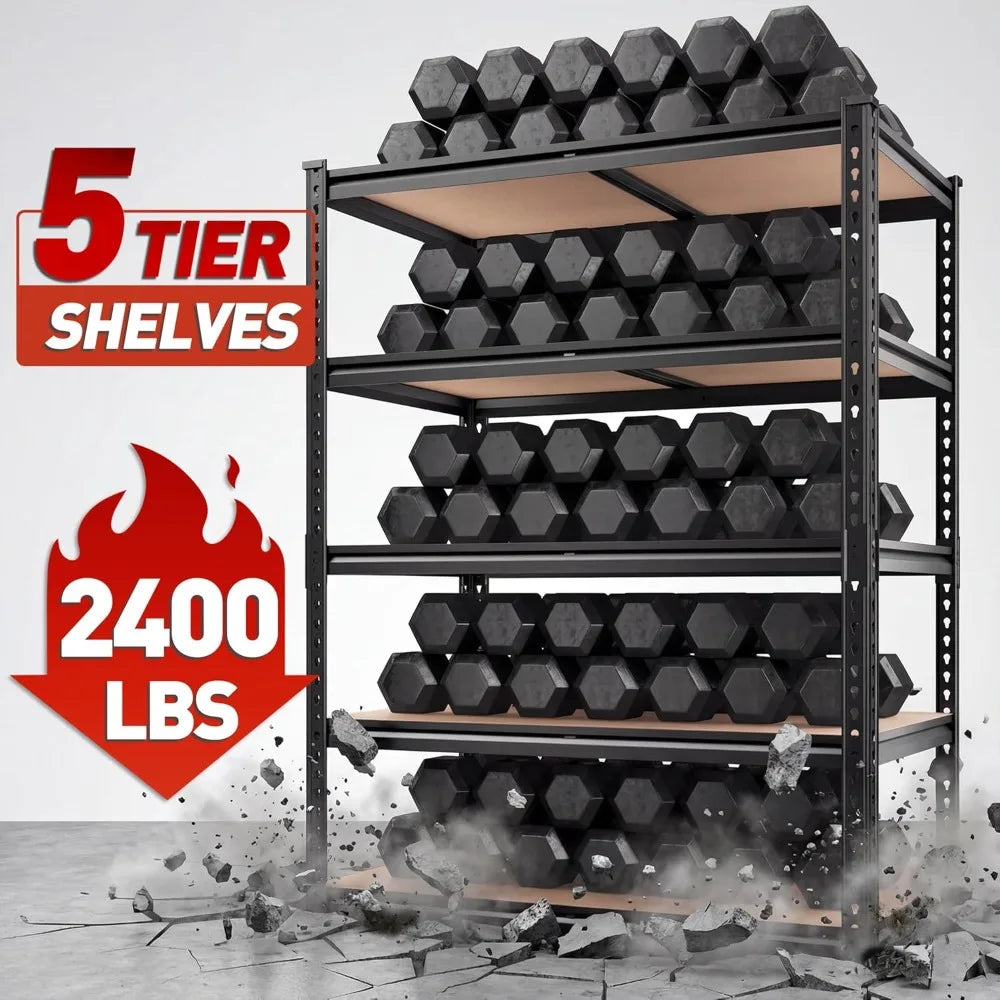 Adjustable Heavy Duty Five Tier Metal Storage Shelving for Garage and Warehouse