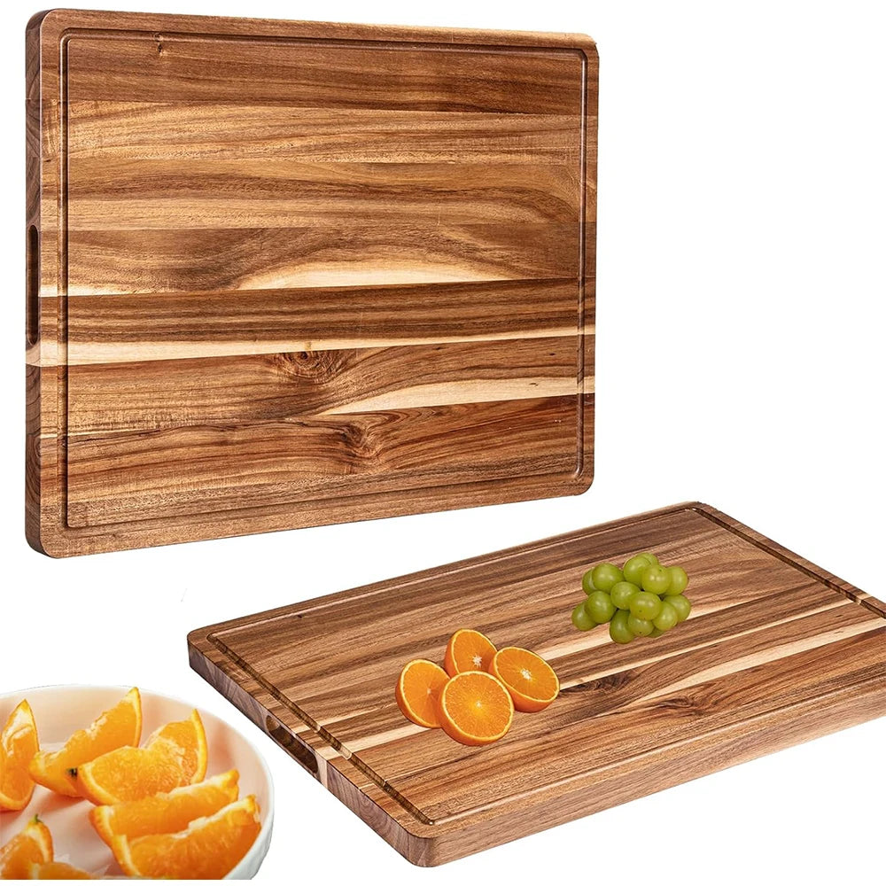 Twister.Ck Wooden Reversible Cutting Board With Juice Groove And Handle