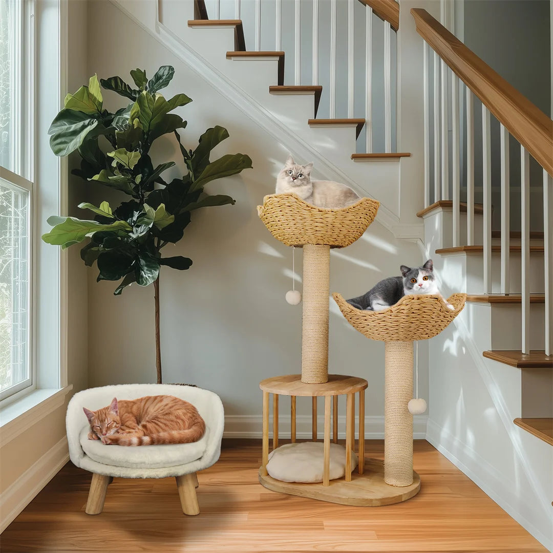 BINGOPAW Cat Climbing Tree With Scratching Post And Activity Center