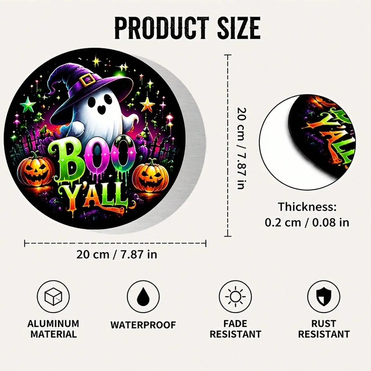 Halloween Boo Yall Ghost Pumpkin Metal Wall Decor Sign