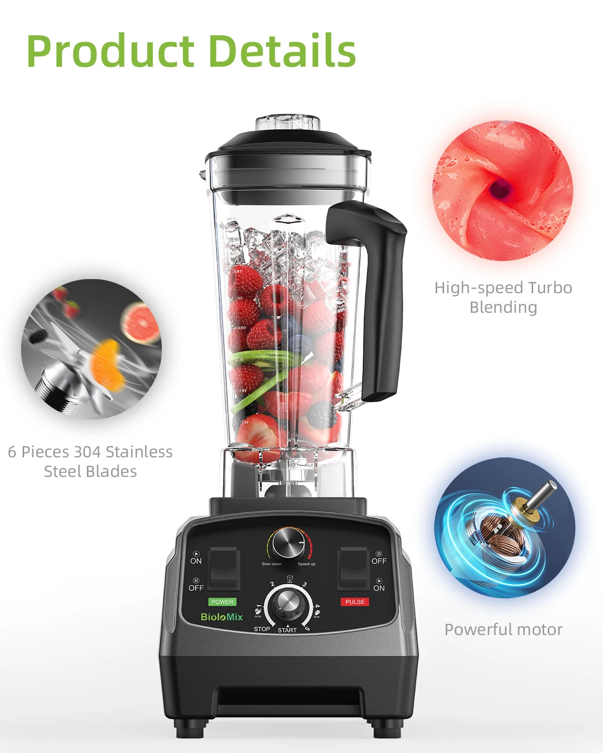 Biolomix Heavy Duty Timer Blender and Food Processor