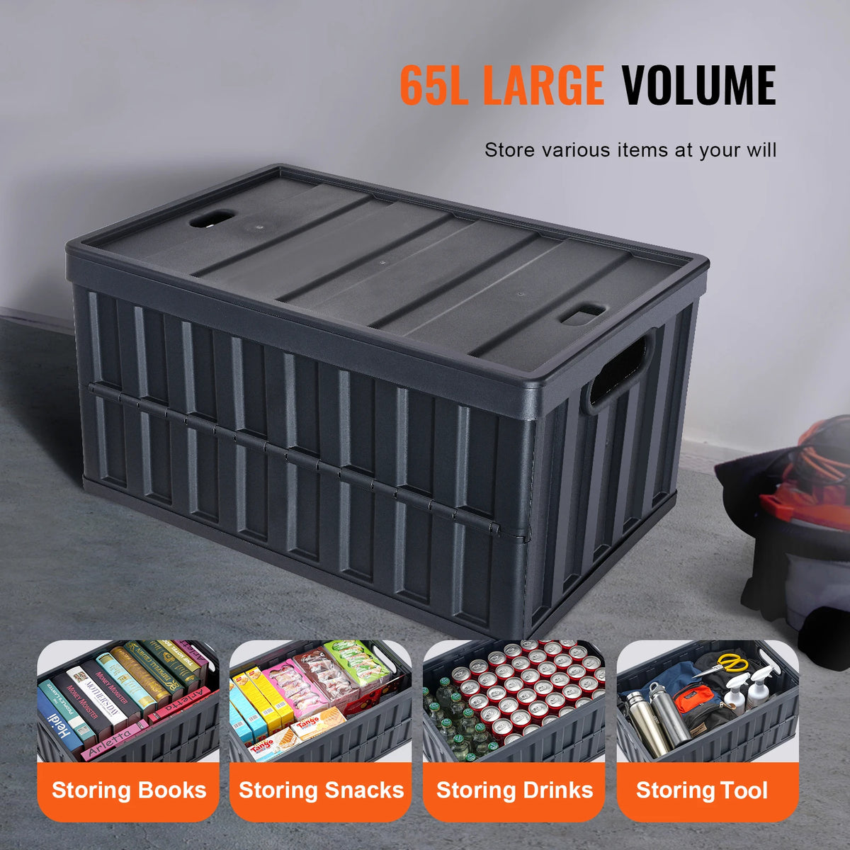 Collapsible Storage Bins With Lids Plastic Utility Crates