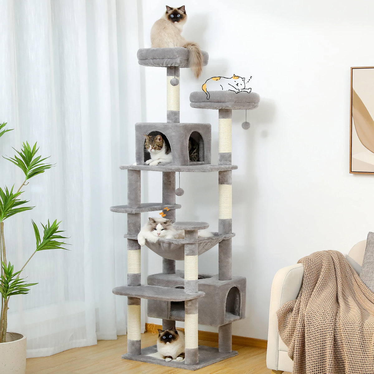 PAWZ Road Multilevel Cat Tree With Sisal Scratching Posts