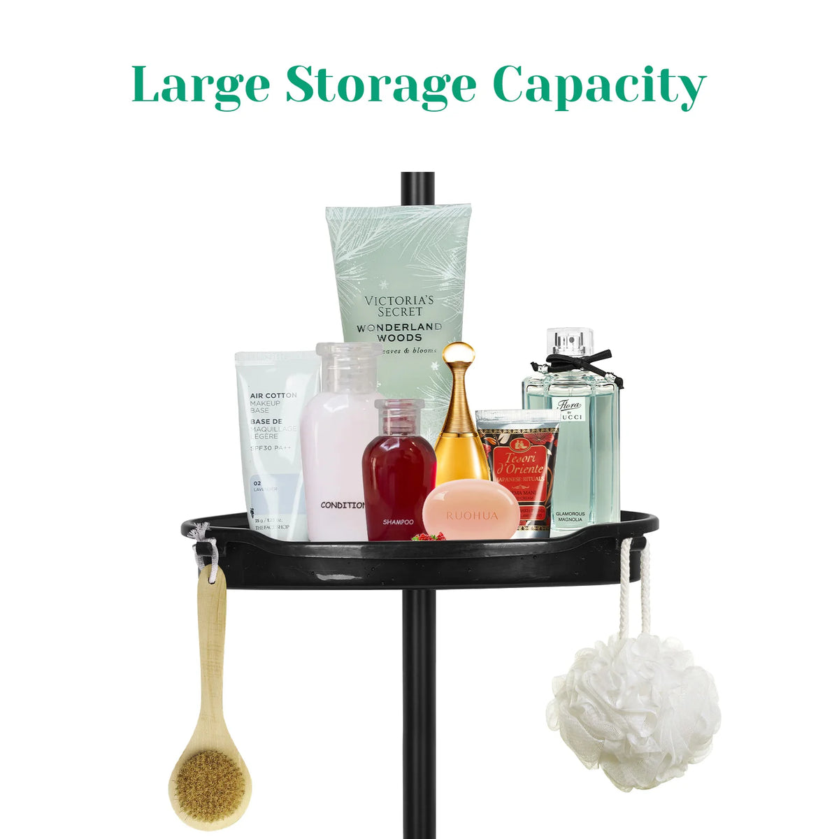 HiMISS Corner Shower Caddy 4-Tier Tension Pole Bathroom Storage Organizer