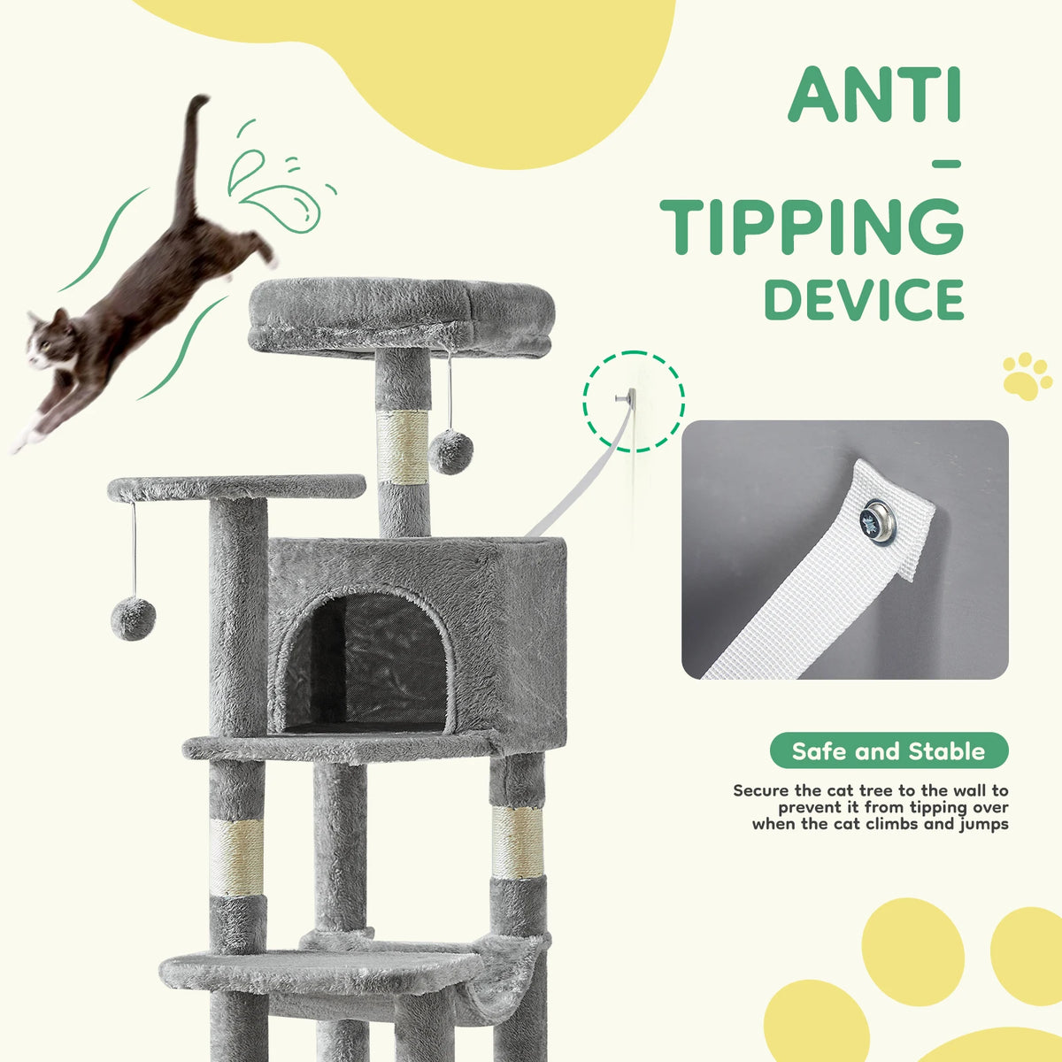 JHK Multi-Level Cat Tree With Sisal Scratching Posts