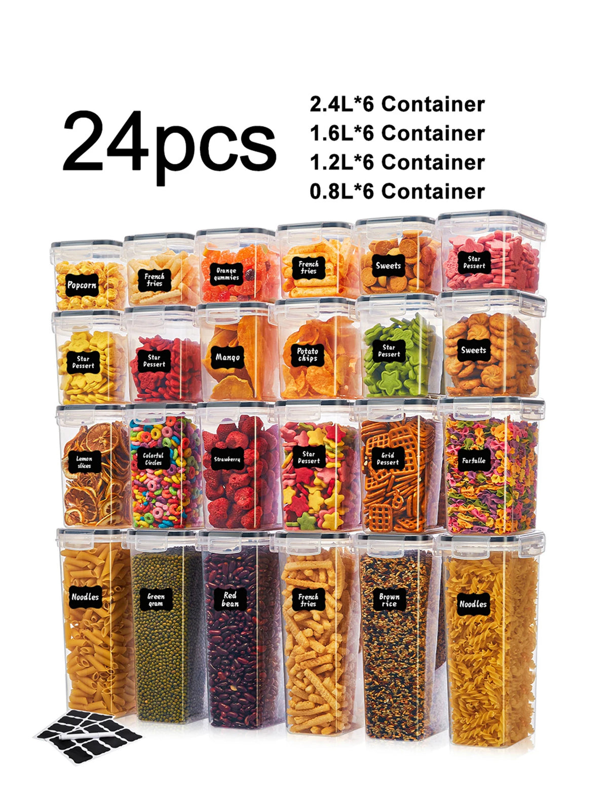 Airtight Food Storage Containers With Labels For Kitchen