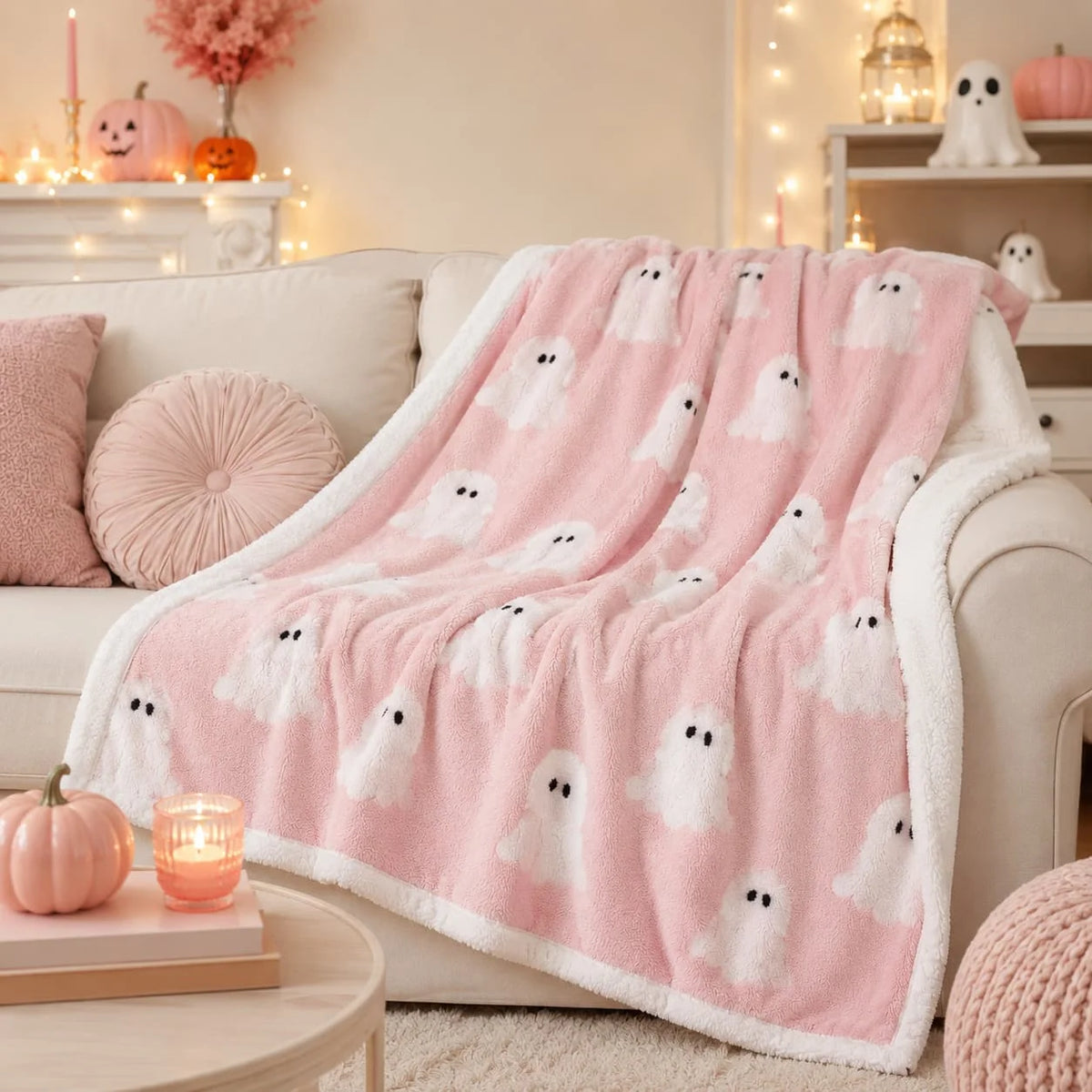 Smoofy Halloween Ghost Fleece Throw Blanket