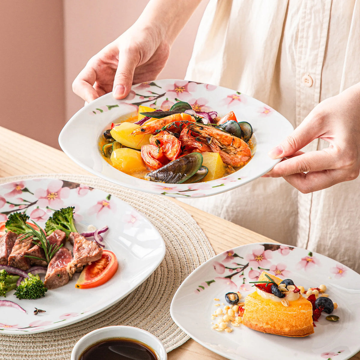 MALACASA Annie Floral Porcelain Dinnerware Set for Elegant Dining