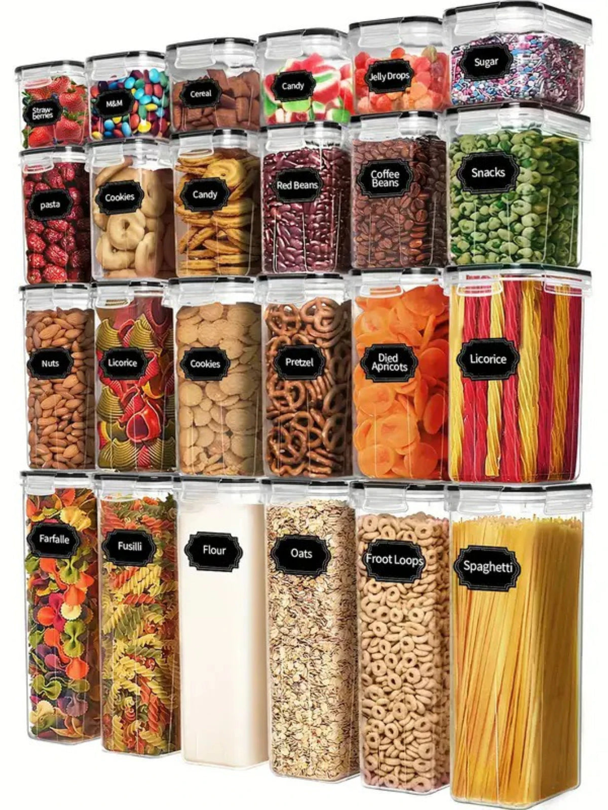 Airtight Food Storage Containers With Labels For Kitchen
