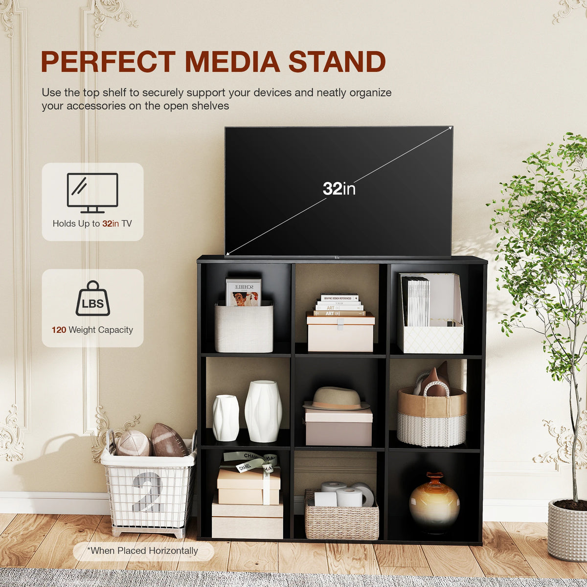 JHK Modern Wooden Cube Storage Organizer Bookshelf