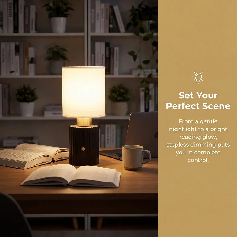 Jian Bian Rechargeable Touch Dimmable Fabric Shade Table Lamp