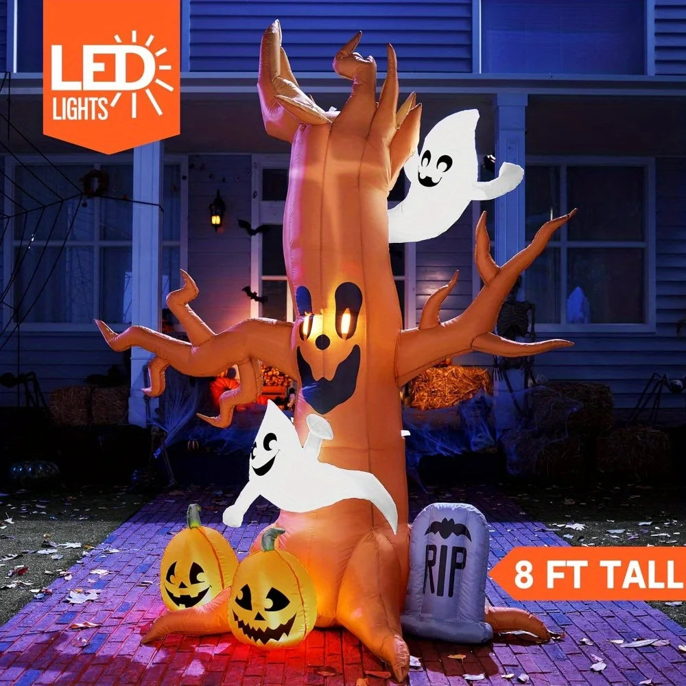Halloween Inflatable Scary Tree With Ghosts And Pumpkin Decorations