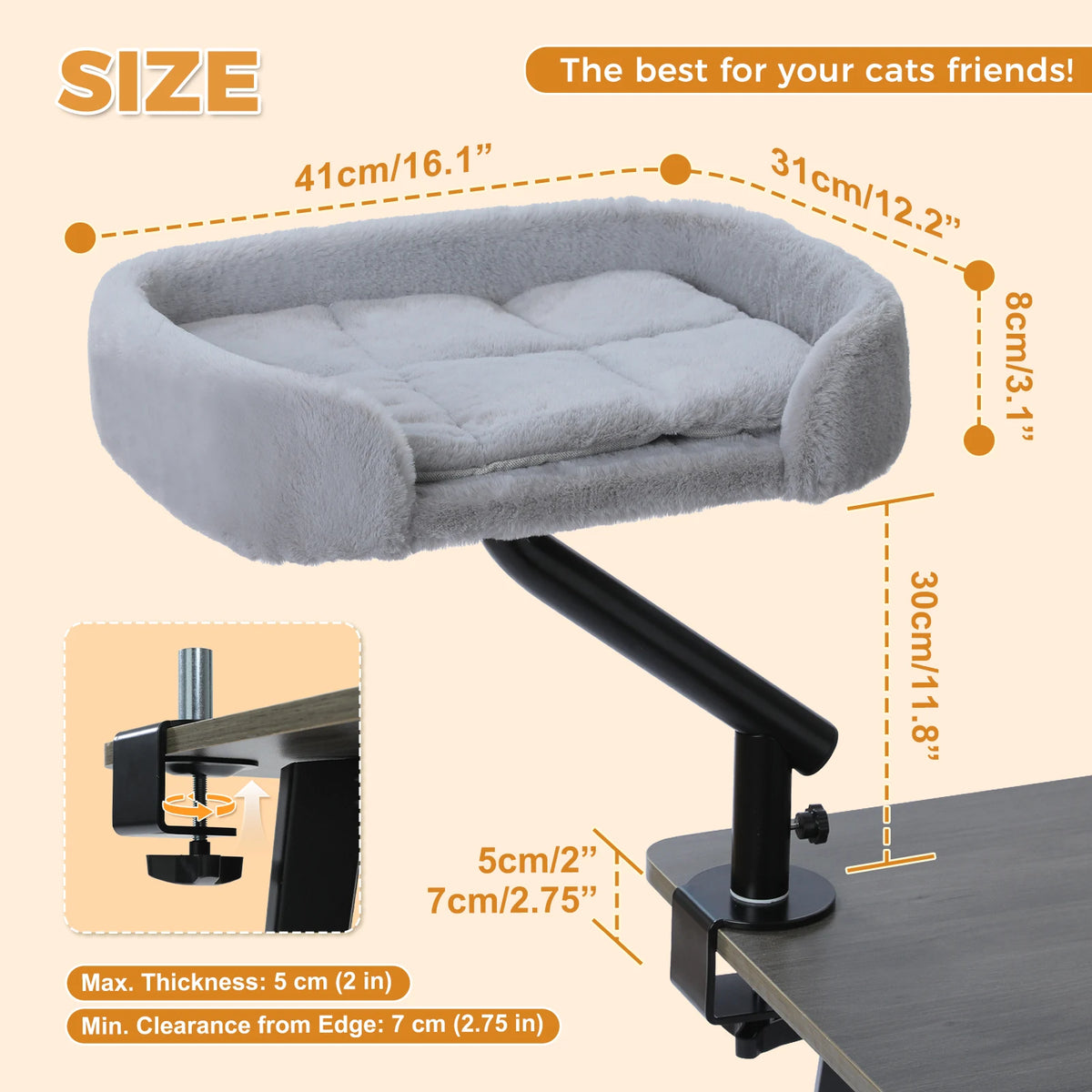 PAWZ Road Rotatable Cat Desk Bed With Adjustable Basket