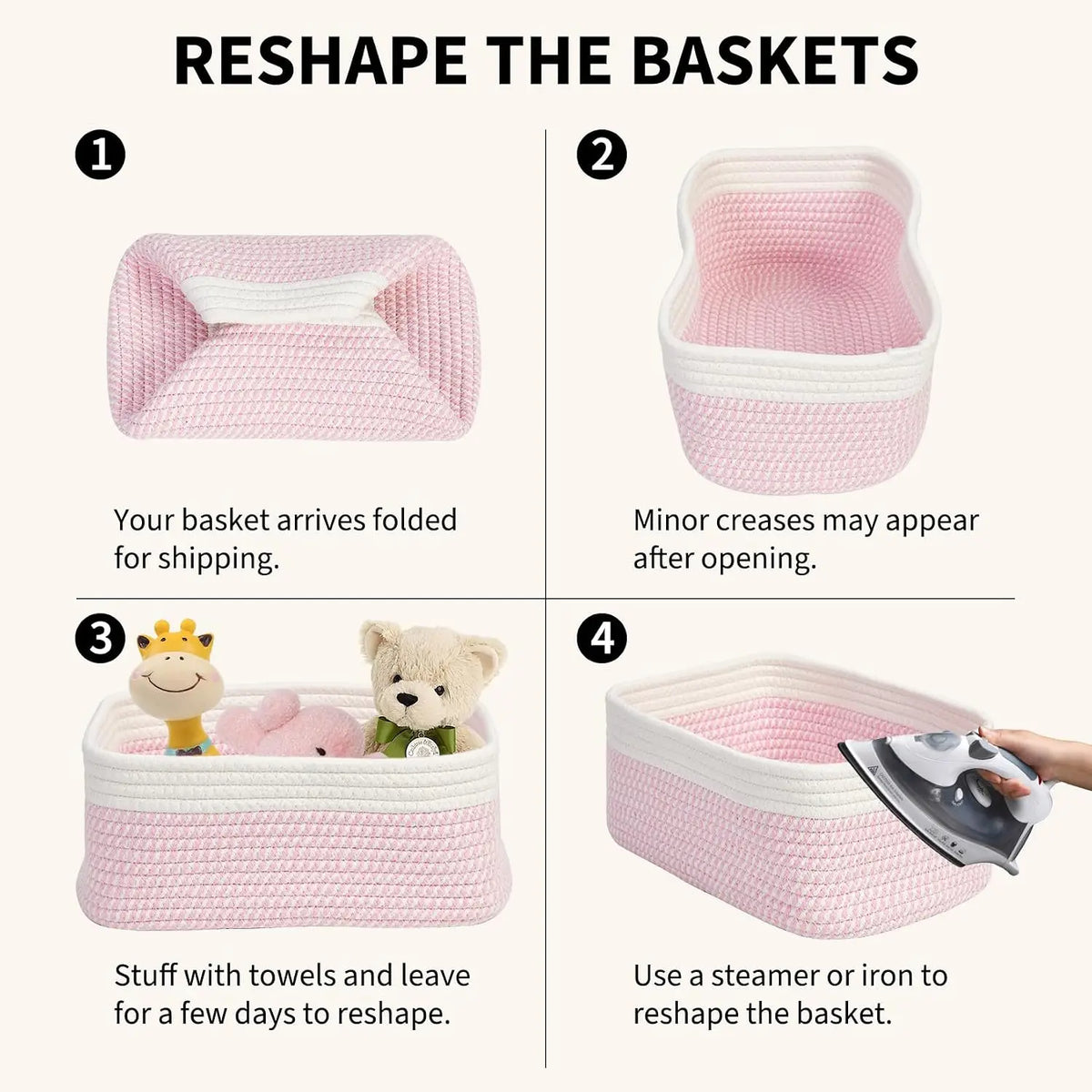 Garvee Cotton Rope Woven Storage Baskets for Home Organization