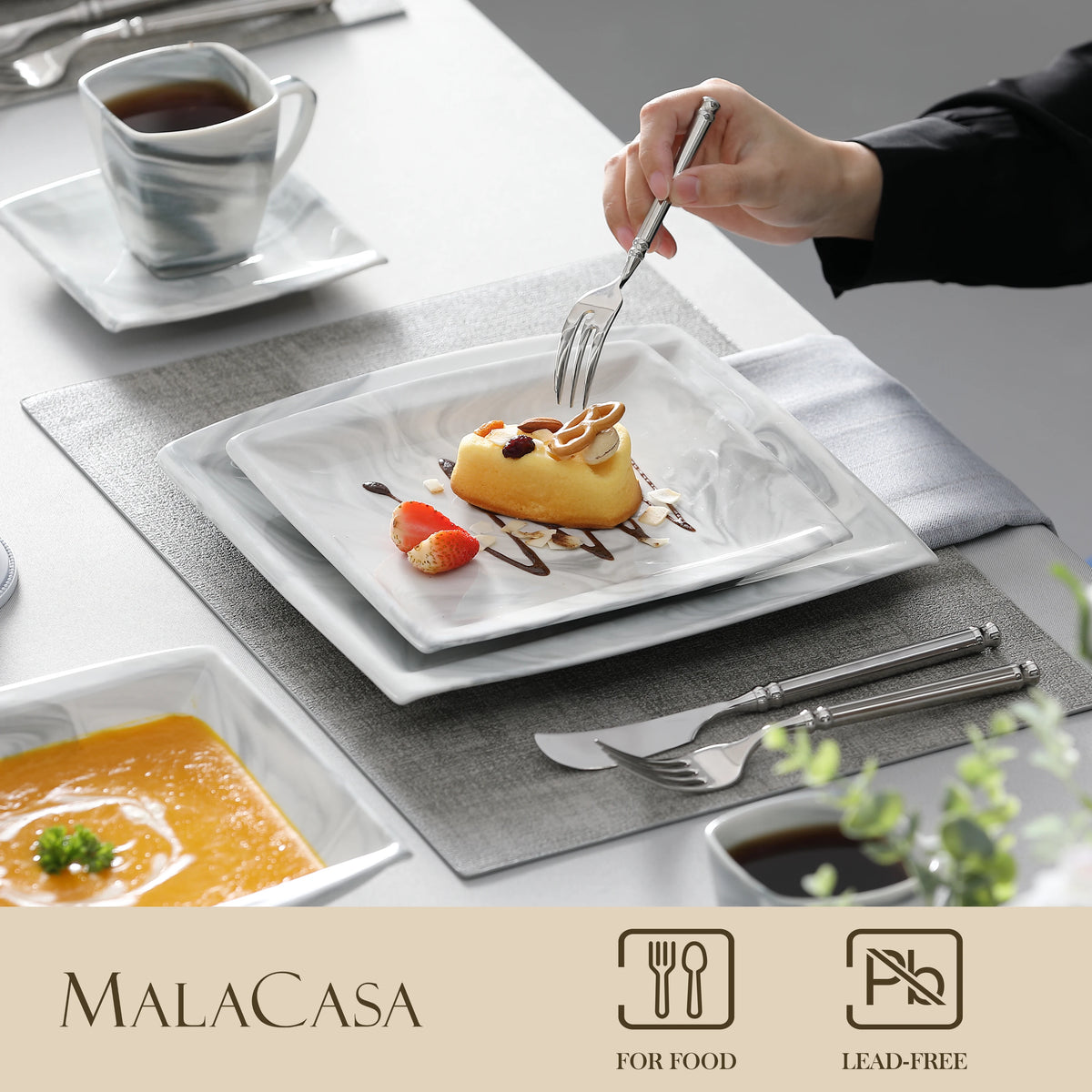 MALACASA Porcelain Dinnerware Set for Home and Dining