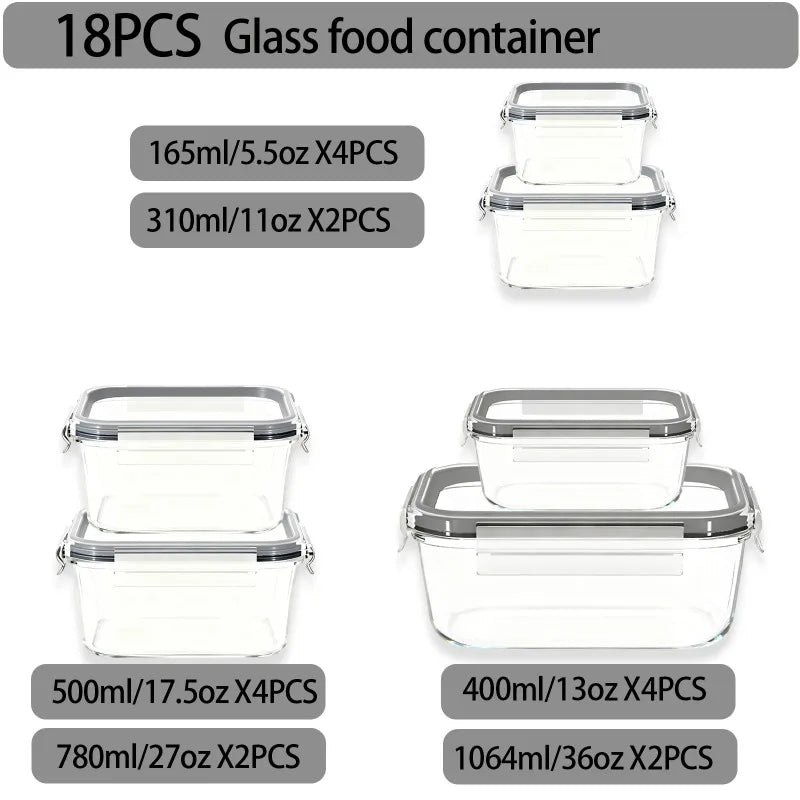Airtight Borosilicate Glass Food Storage Containers With Lids