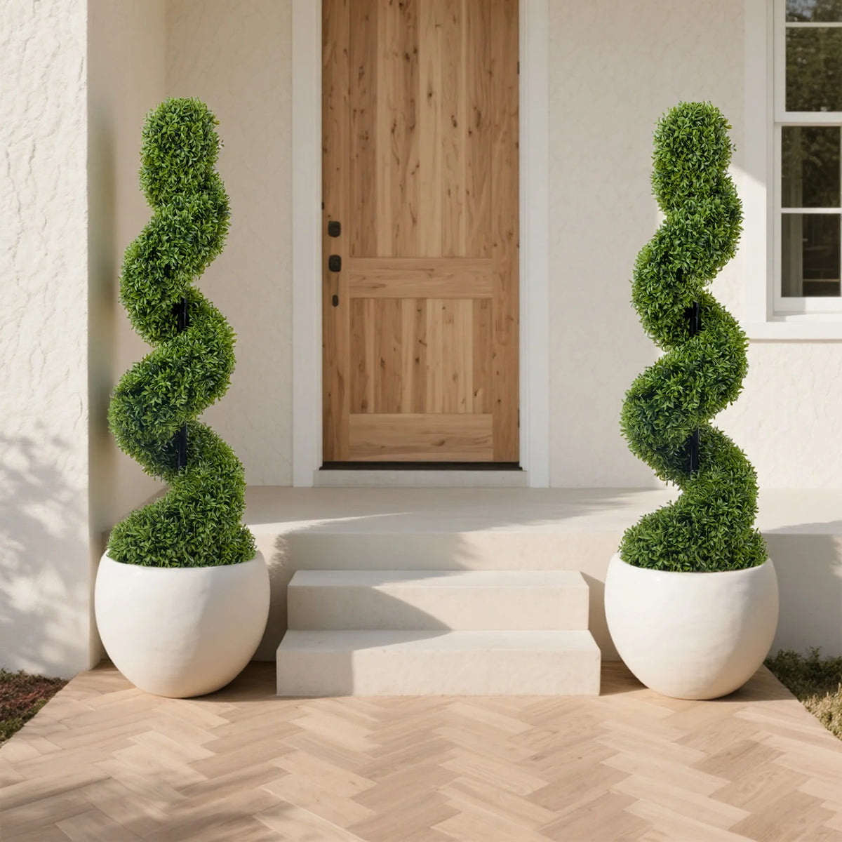 HiMISS Artificial Spiral Boxwood Topiary Trees for Home Decor