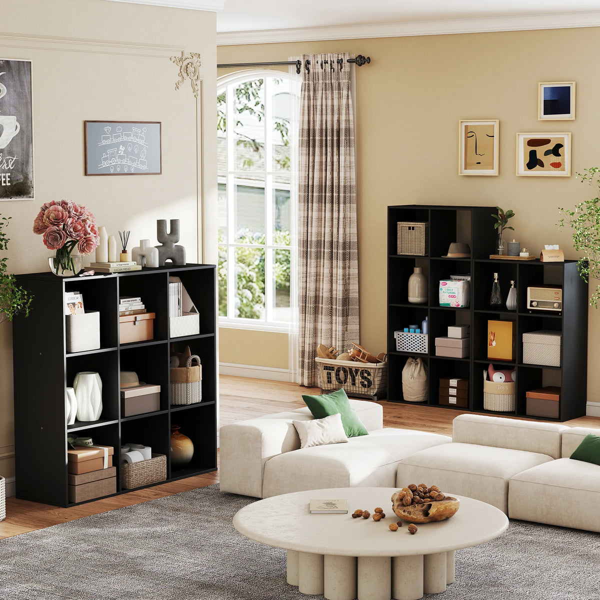 JHK Modern Wooden Cube Storage Organizer Bookshelf