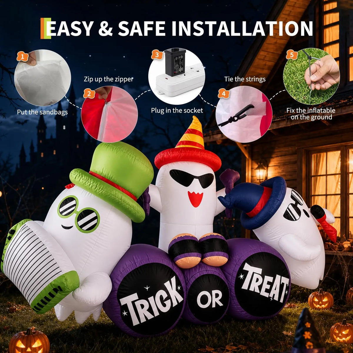 Halloween Inflatable Ghost Decoration With LED Lights for Outdoor Yards