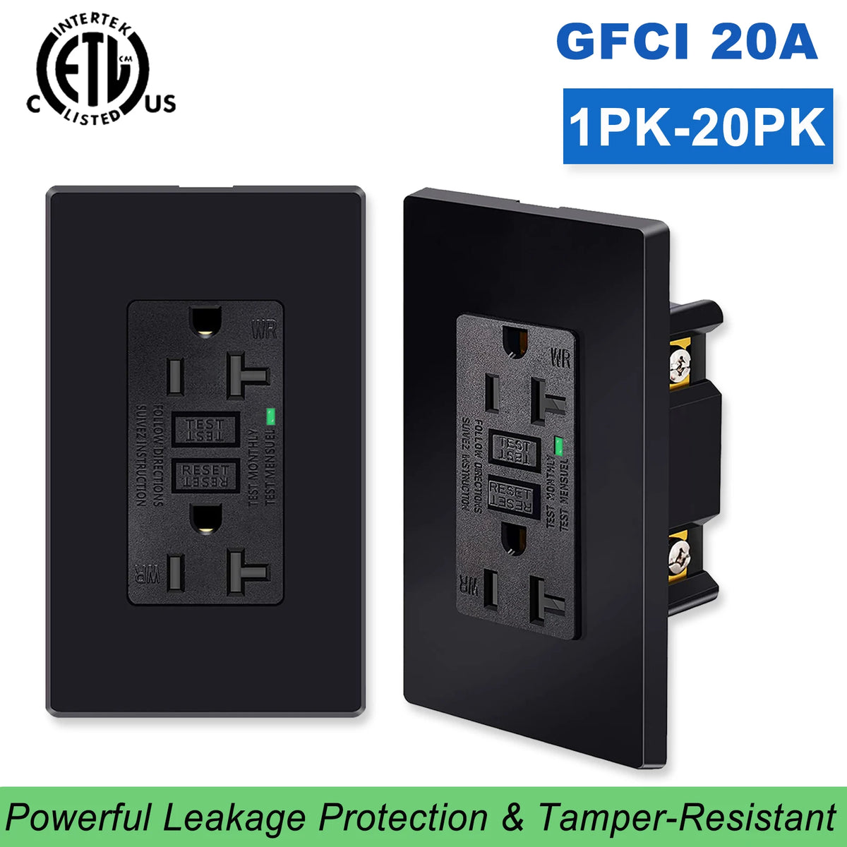GFCI Outlet 20 Amp Tamper Resistant Receptacle LED Indicator
