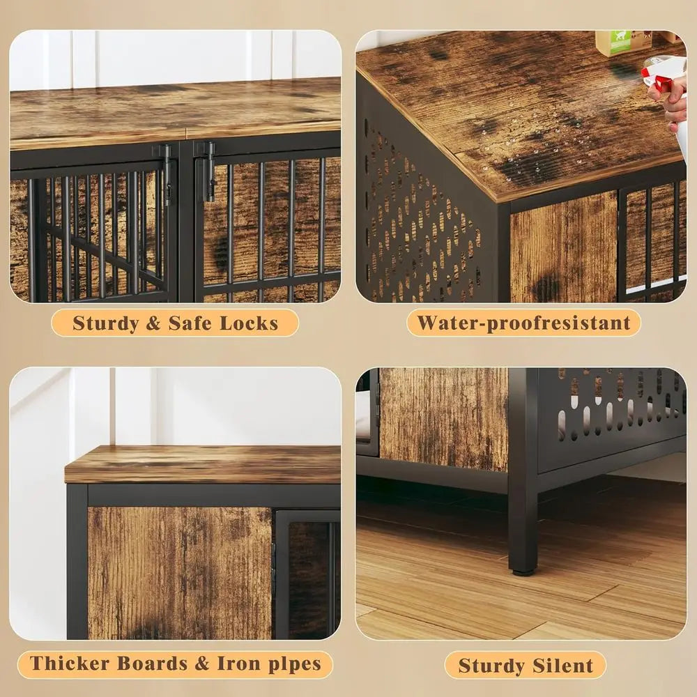 Heavy Duty Double Dog Kennel Furniture With Removable Divider
