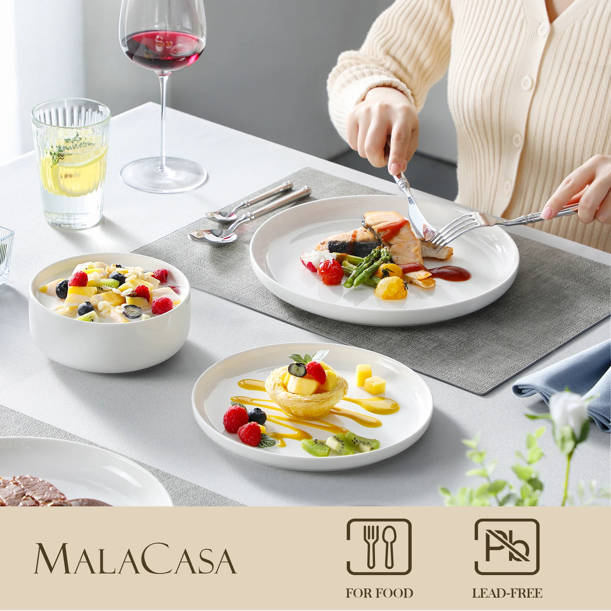 Malacasa Ceramic Porcelain Dinnerware Set