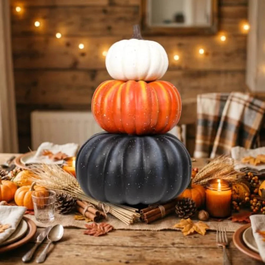 SHXI Stacked Faux Pumpkin Porch Decor for Halloween and Thanksgiving