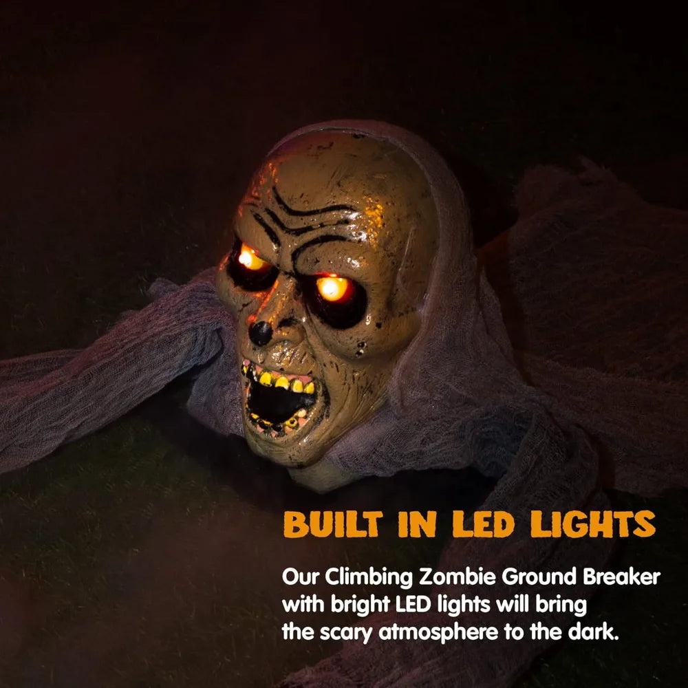 Animated Groundbreaker Zombie Halloween Decoration with Sound and Flashing Eyes