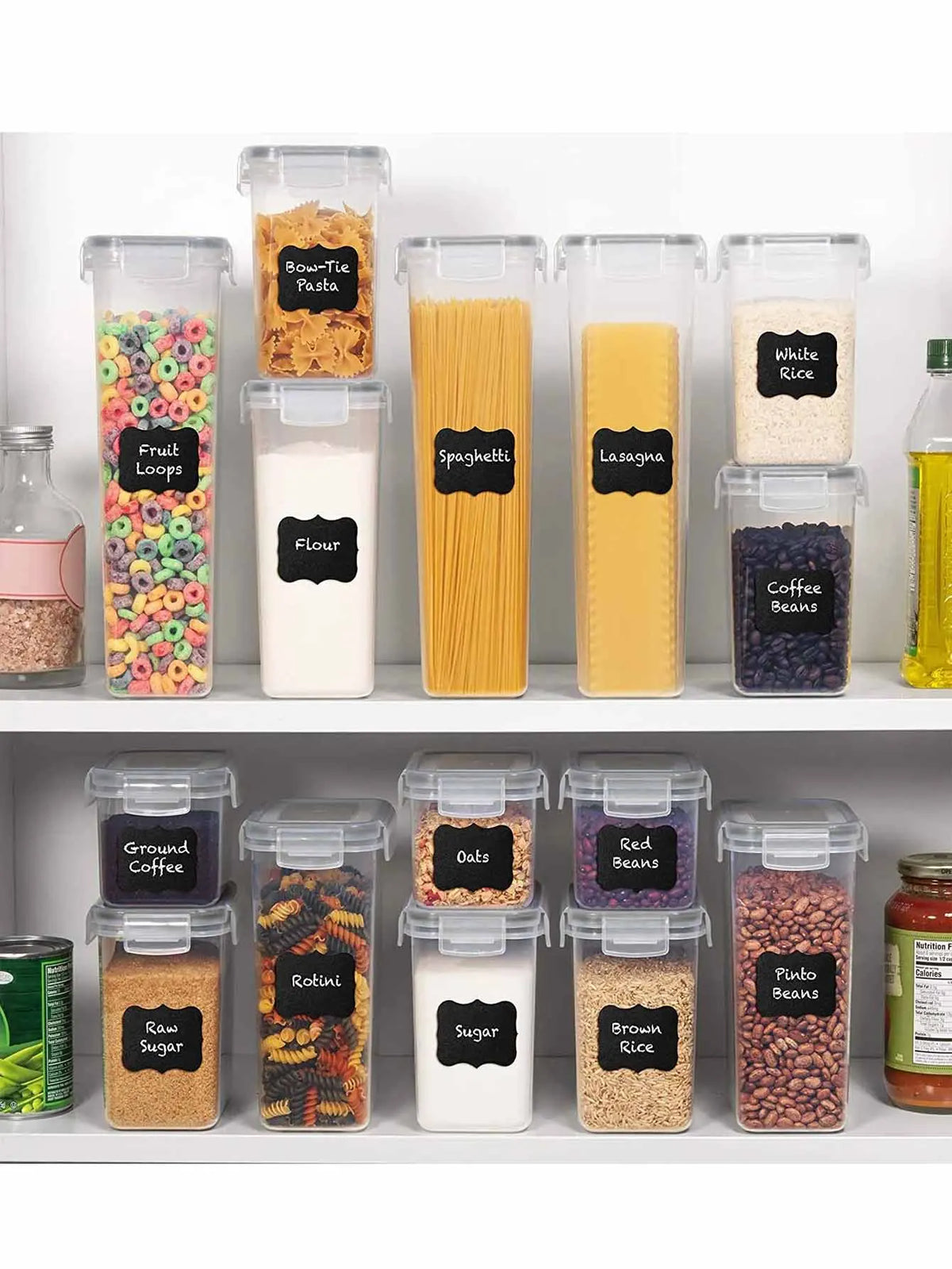 Airtight Food Storage Containers With Labels For Kitchen