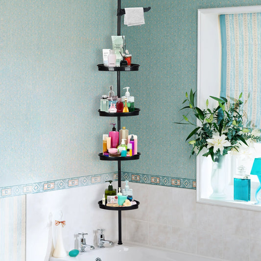 HiMISS Corner Shower Caddy 4-Tier Tension Pole Bathroom Storage Organizer