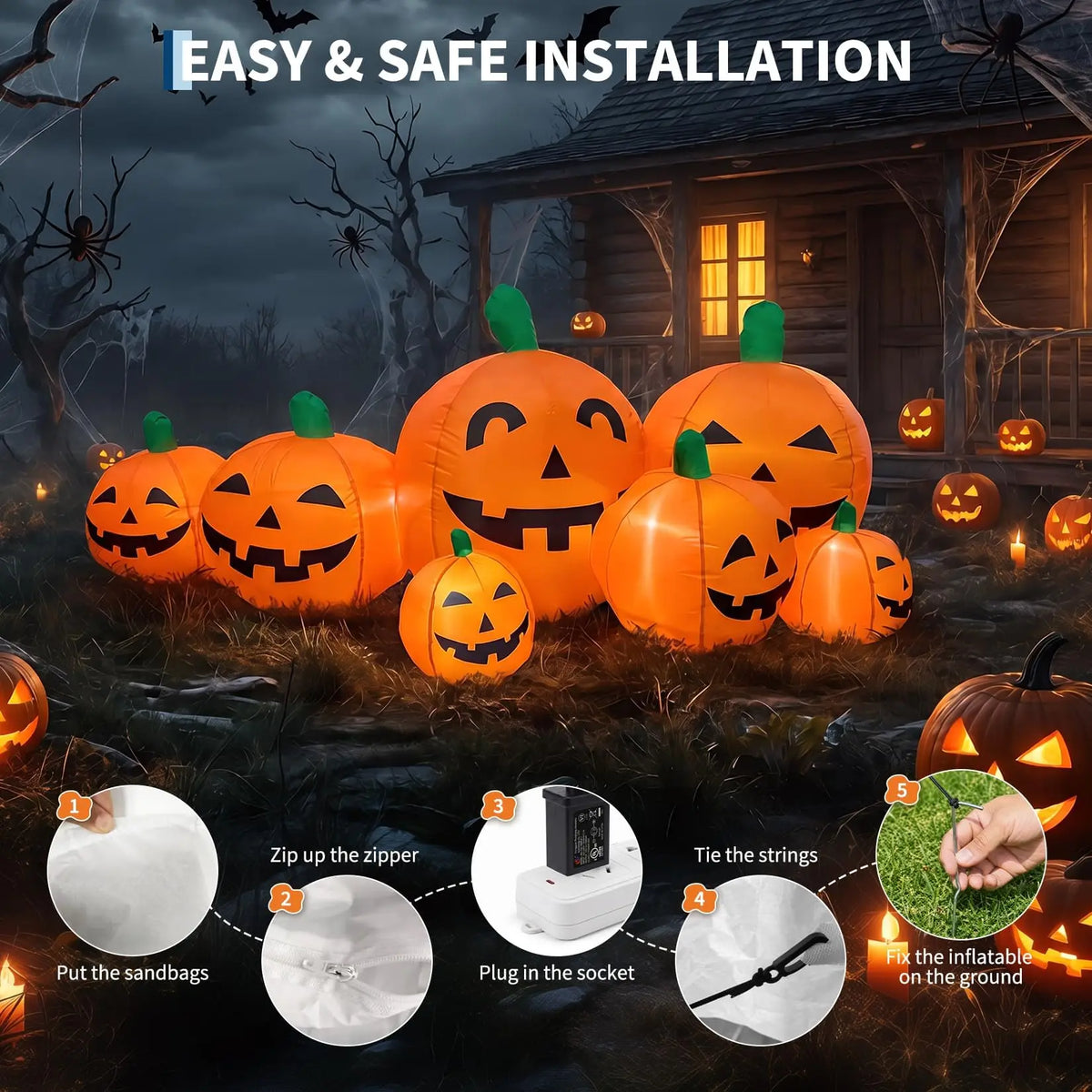 Inflatable Halloween Pumpkin Patch Decoration With LED Lights