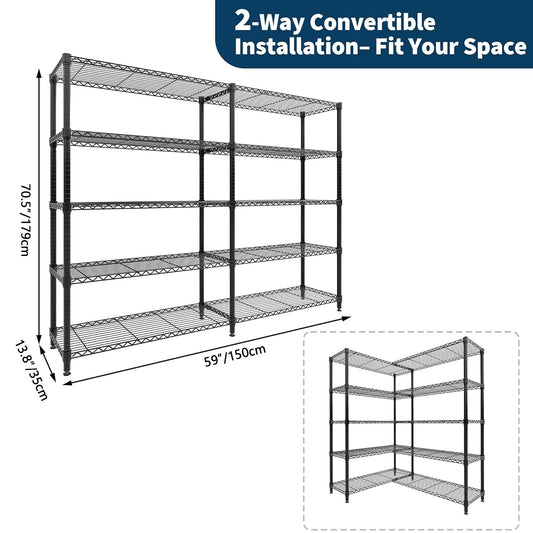 Twisterck Heavy Duty Metal Storage Shelves Adjustable Pantry Rack