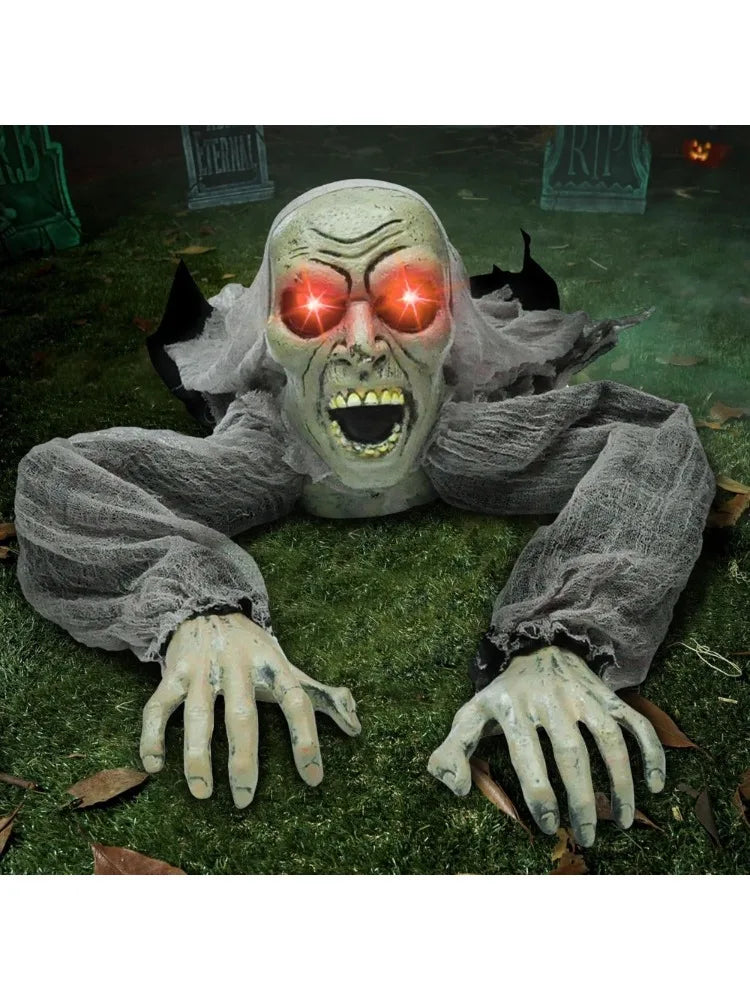 Animated Groundbreaker Zombie Halloween Decoration with Sound and Flashing Eyes