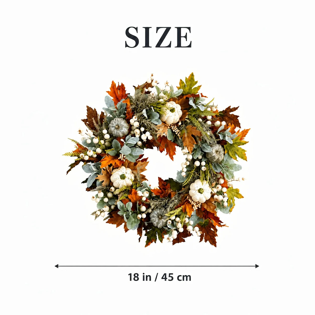 Peony And Pumpkin Autumn Wreath With Leaves And Berries