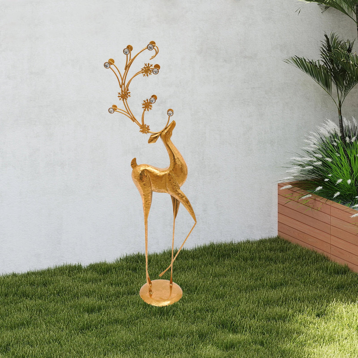 Elegant Metal Deer Statue For Modern Indoor Holiday Decor