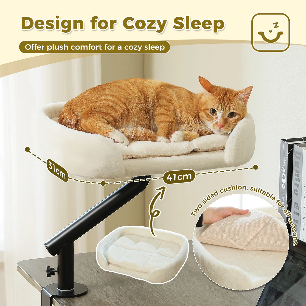 PAWZ Road Rotatable Cat Desk Bed With Adjustable Basket