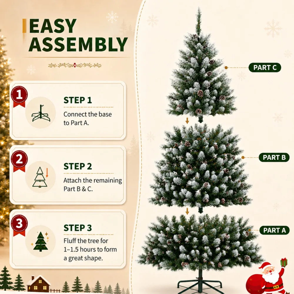 Prelit Flocked Artificial Christmas Tree With Led Lights