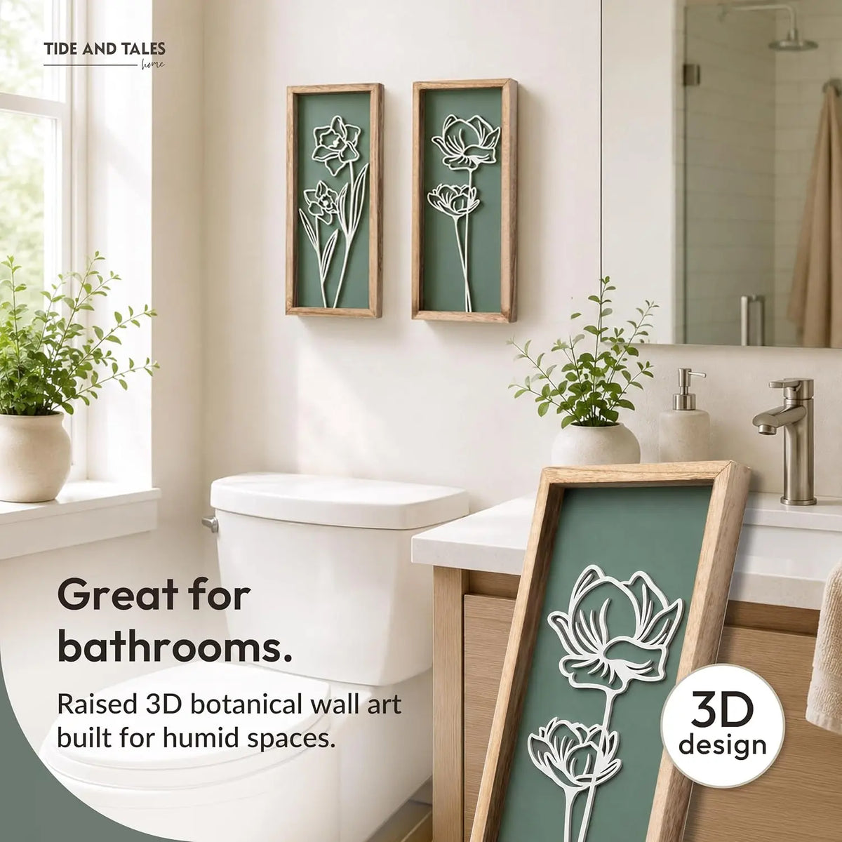3D Wood Floral Wall Art Set For Modern Home Decor