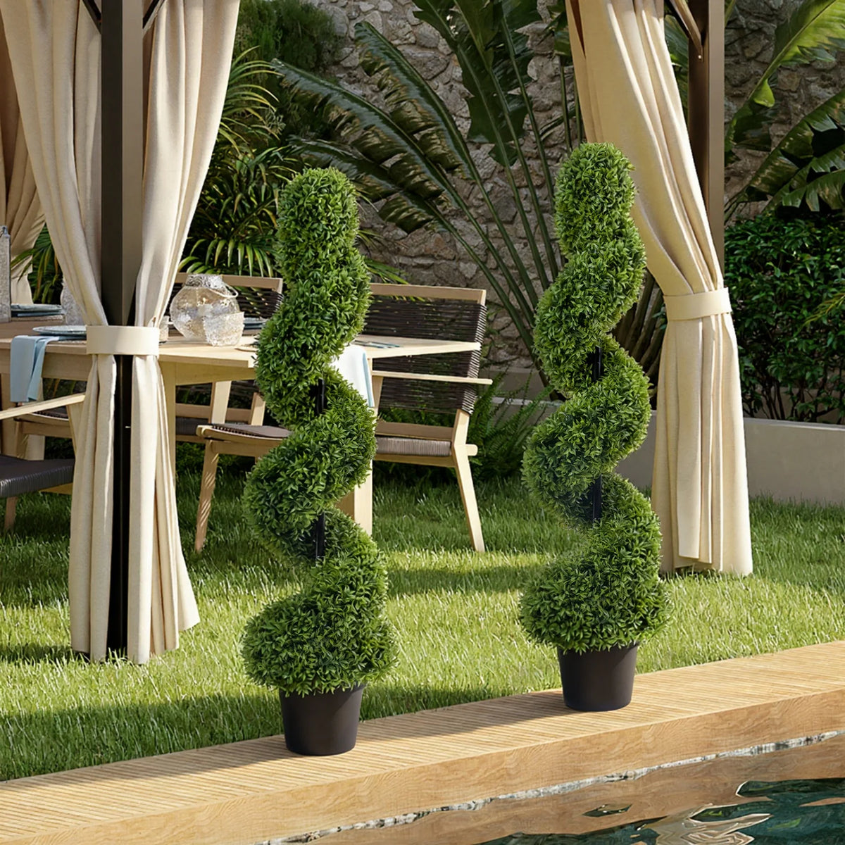 HiMISS Artificial Spiral Boxwood Topiary Trees for Home Decor