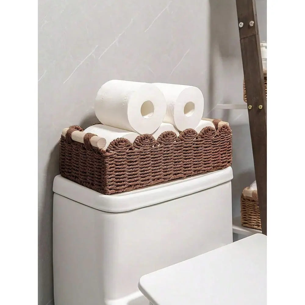 Farmhouse Style Fan Shaped Storage Basket With Handle