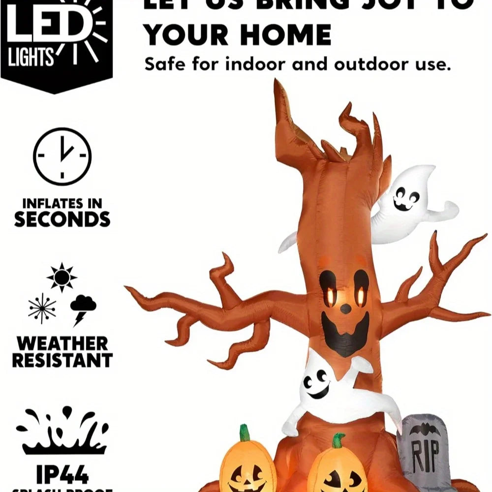 Halloween Inflatable Scary Tree With Ghosts And Pumpkin Decorations