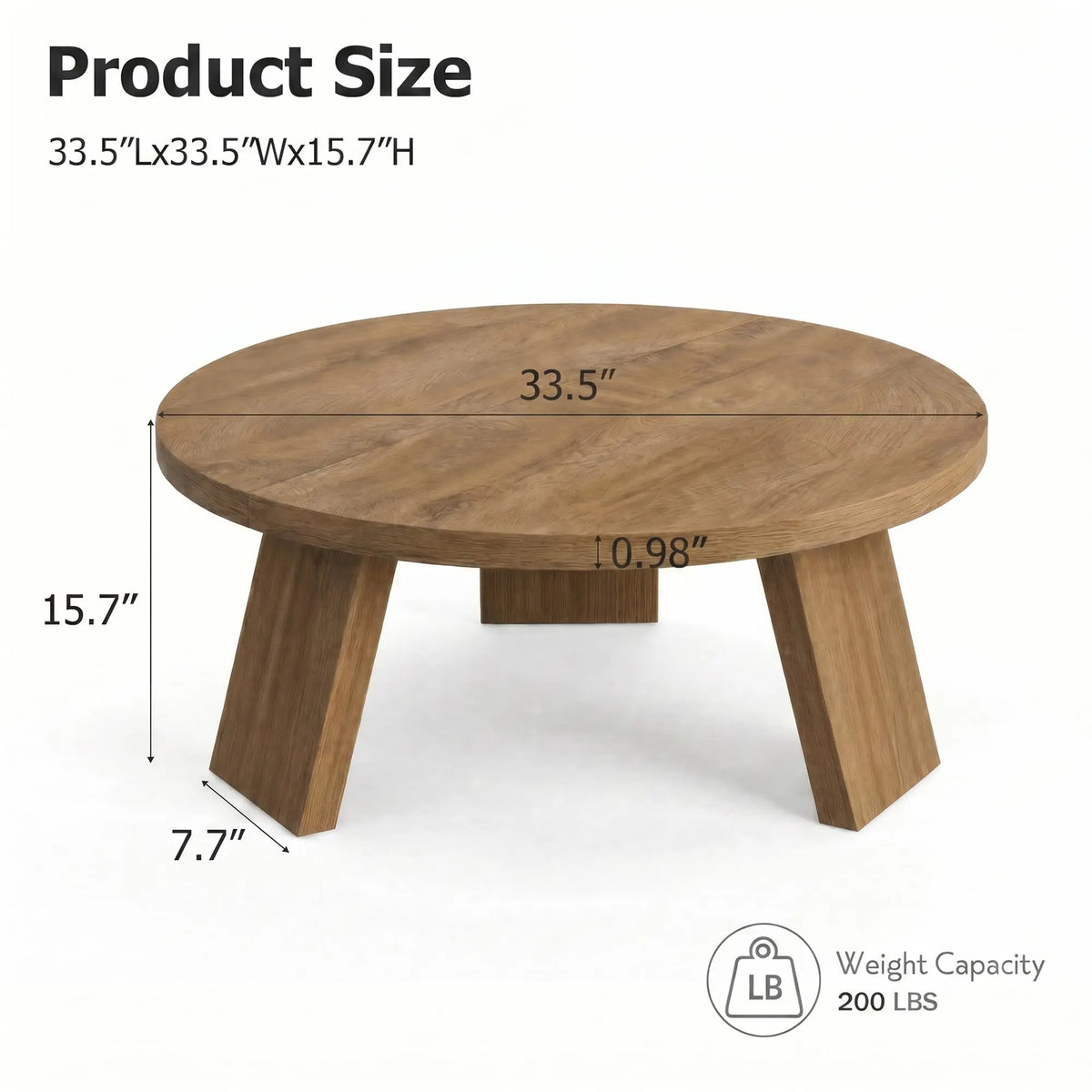 HiMISS Round Wooden Coffee Table For Modern Living Room